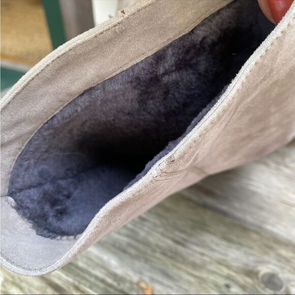 HGA Italian suede gray heeled leather boots with fur lining size 7 - Picture 7 of 8